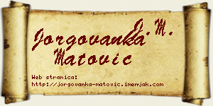 Jorgovanka Matović vizit kartica